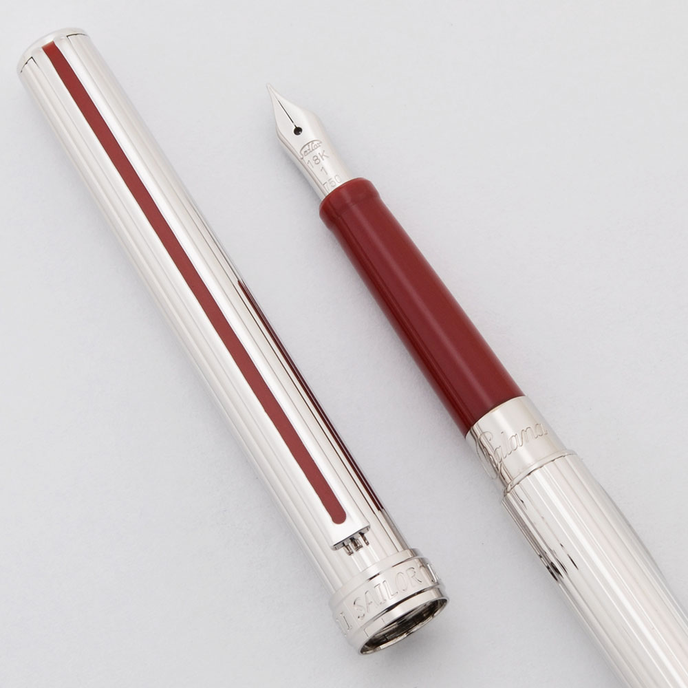 Sailor Chalana Silver Stripe Fountain Pen - Super Slim, Lined w